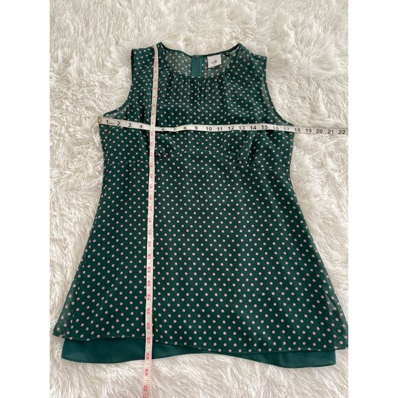 CABI Womens Green & Pink Polka Dot Sleeveless Blouse S Top - Picture 7 of 10